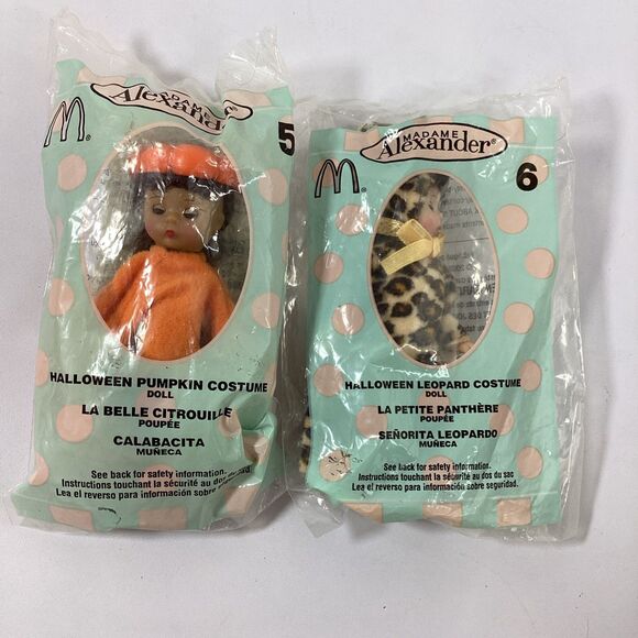 Two Halloween Madame Alexander McDonalds Happy Meal Doll Pumpkin Leopard 2003 - Picture 1 of 6